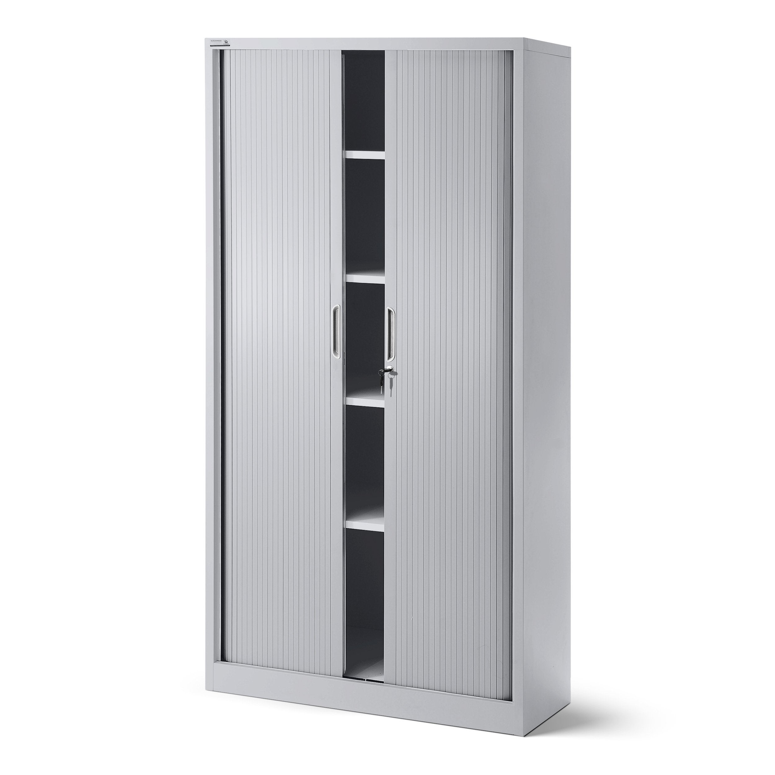 Metalowa Szafa Biurowa z 4 Półkami i Drzwiami Żaluzjowymi 185 x 90 x 45 cm (Biała/Szara)