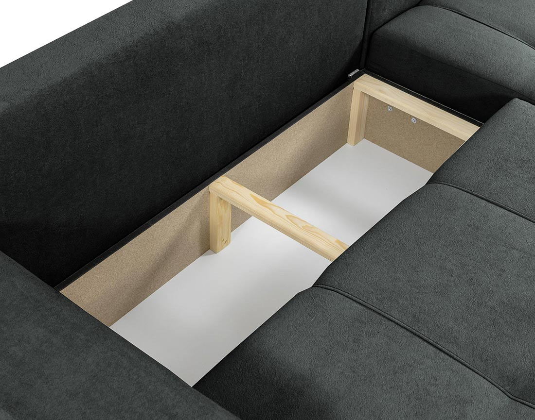 Canapé d'angle réversible convertible 4 places en tissu gris anthracite - NICOLE - Best Mobilier - 4