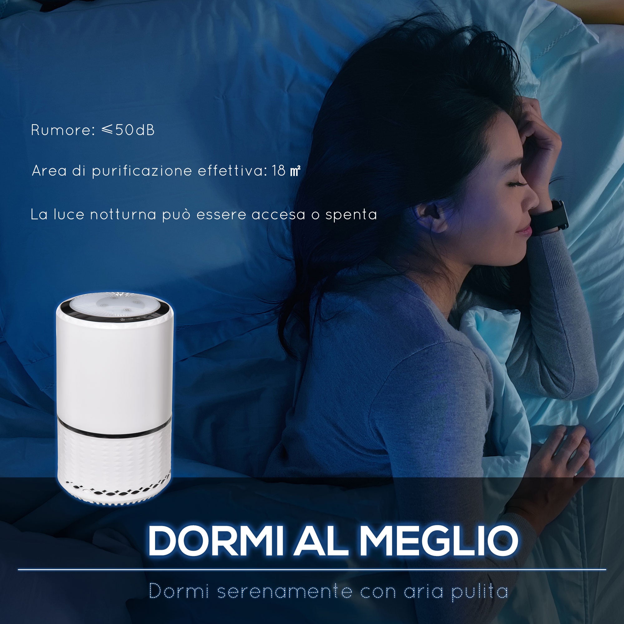 HOMCOM Purificatore D'aria Con Filtro Hepa Carbone Attivo, 3 Velocità Regolabili, Area Coperta 18㎡, Per Polvere, Fumo, Odori, Polline - 4