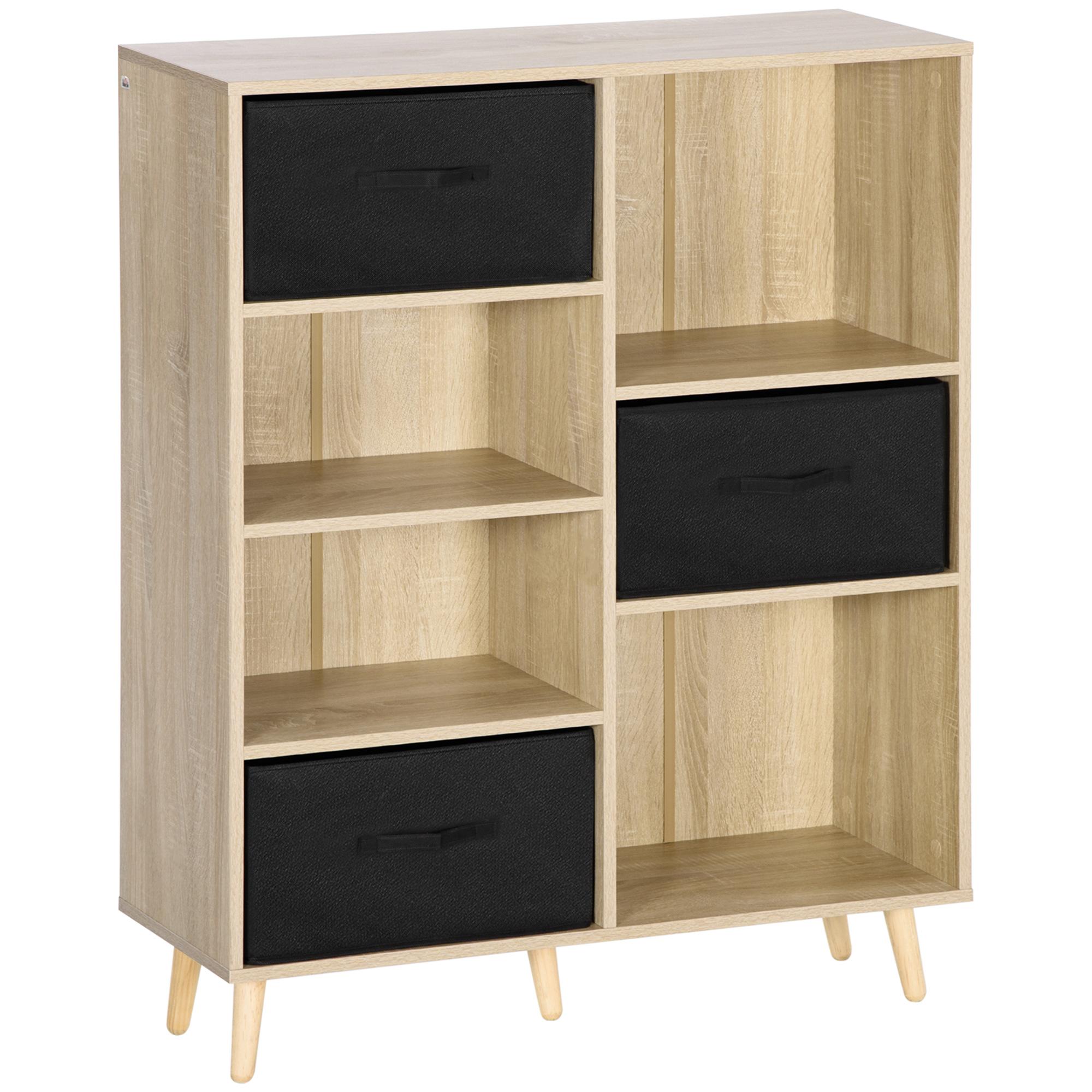 Tohomeor Libreria Tripla 4 Livelli Con 9 Ripiani E 3 Cassetti In Tessuto Floreale - Stile Industriale Per Soggiorno - 3
