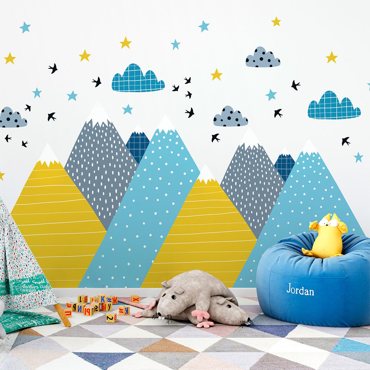 Vinilo niño escandinavo de montaña kriska - adhesivo de pared - revestimiento sticker mural decorativo - 120x180cm