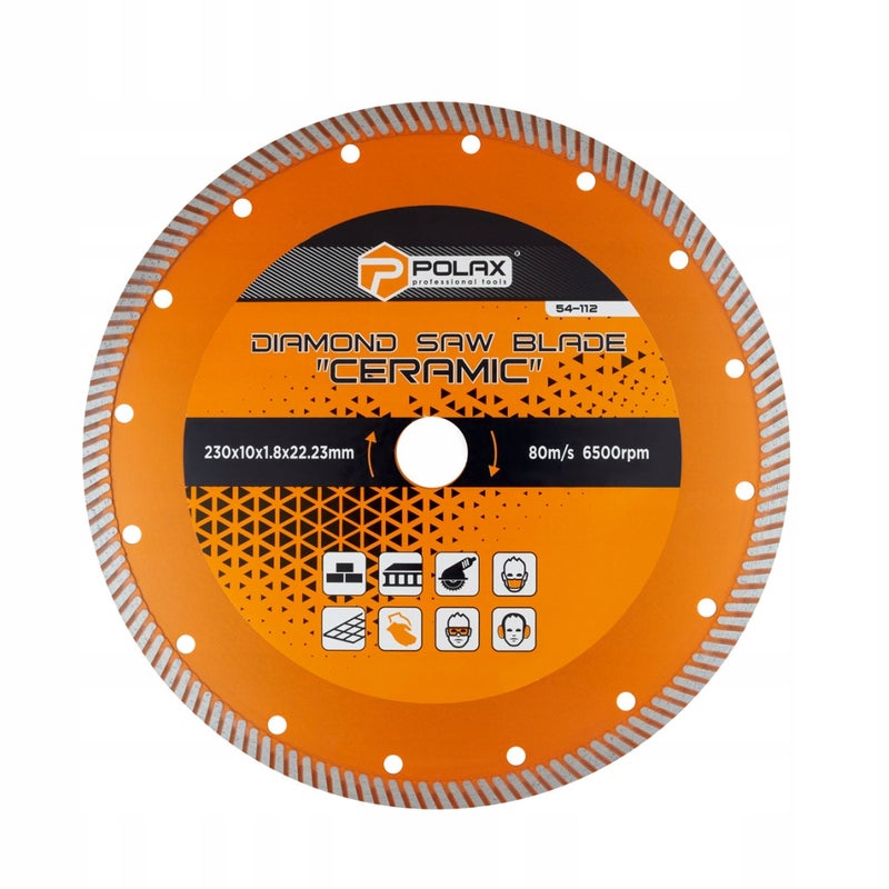 Tarcza diamentowa do cięcia płytek Ceramic 230x10x1.8x22.23mm Polax