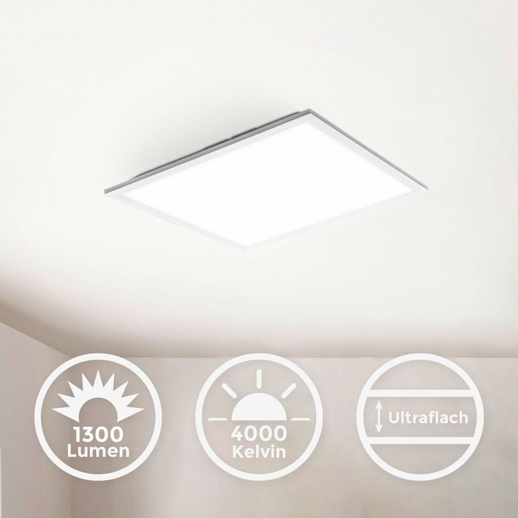 Plafonnier LED Ultra Plat Et Lumineux 295x295mm - 1300 Lumens Blanc Neutre - Pour Bureau, Salon, Cuisine