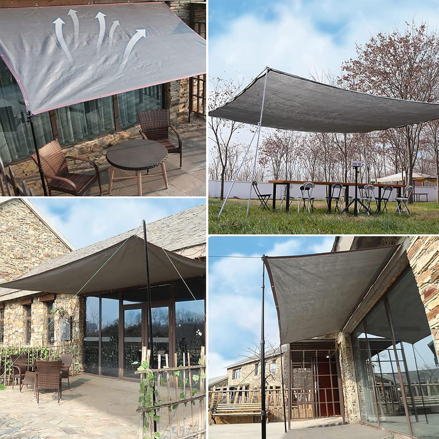 Filet pare-soleil avec store perforé, pergola, protection UV, coupe-vent, indéchirable, adapté pour balcon, terrasse, jardin, extérieur - 2*3 mètres - 6
