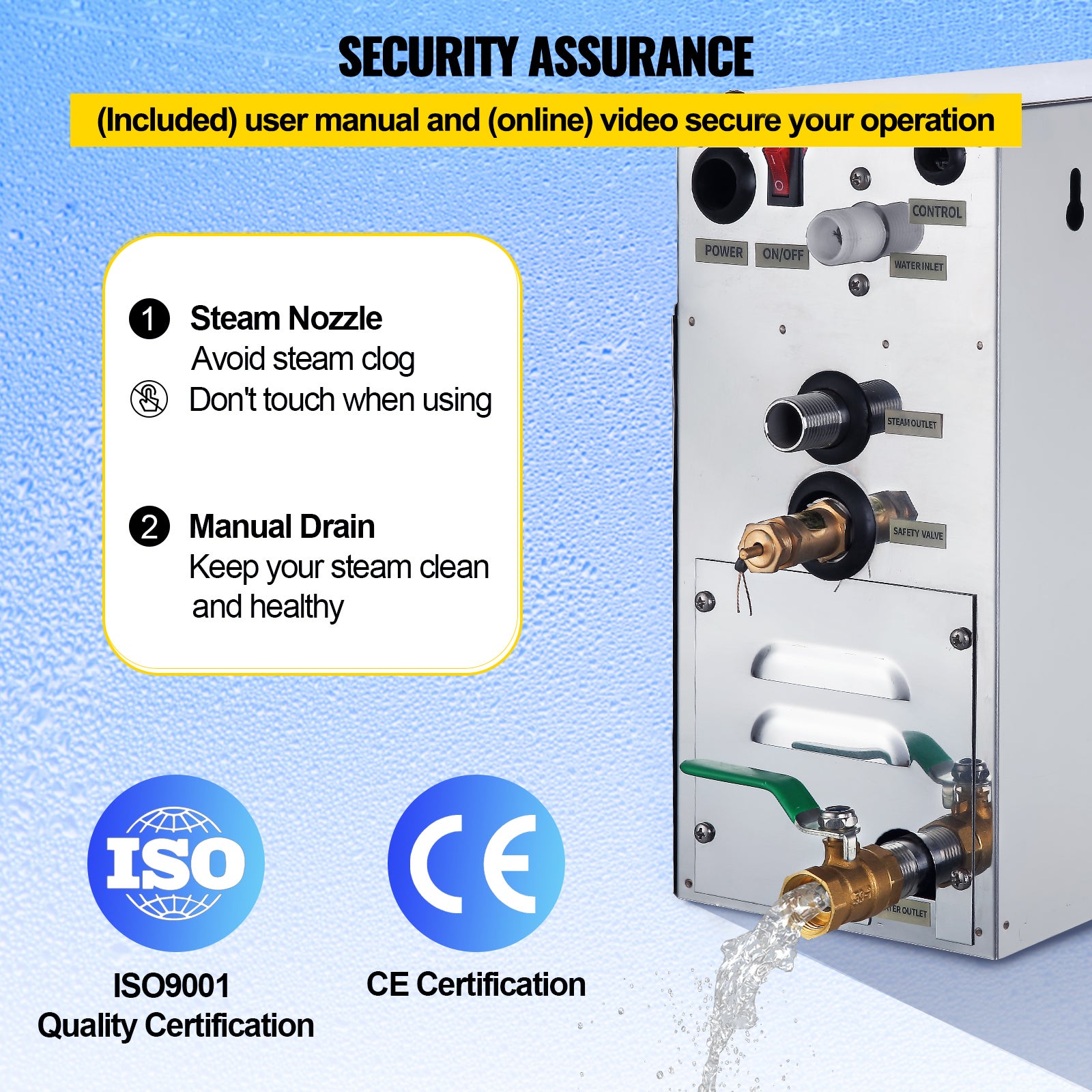 Générateur de vapeur 6 kW sauna,SucceBuy douche,spa à domicile,bain,luxe,220V,inox,blanc - 5