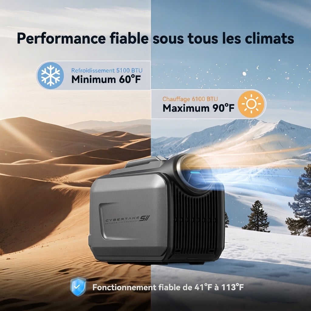 Climatiseur portable Cybertake S2 Pro 5100BTU inverter réversible avec télécommande silencieux camping tente fourgon camping-car 48x26x35.6cm - 2