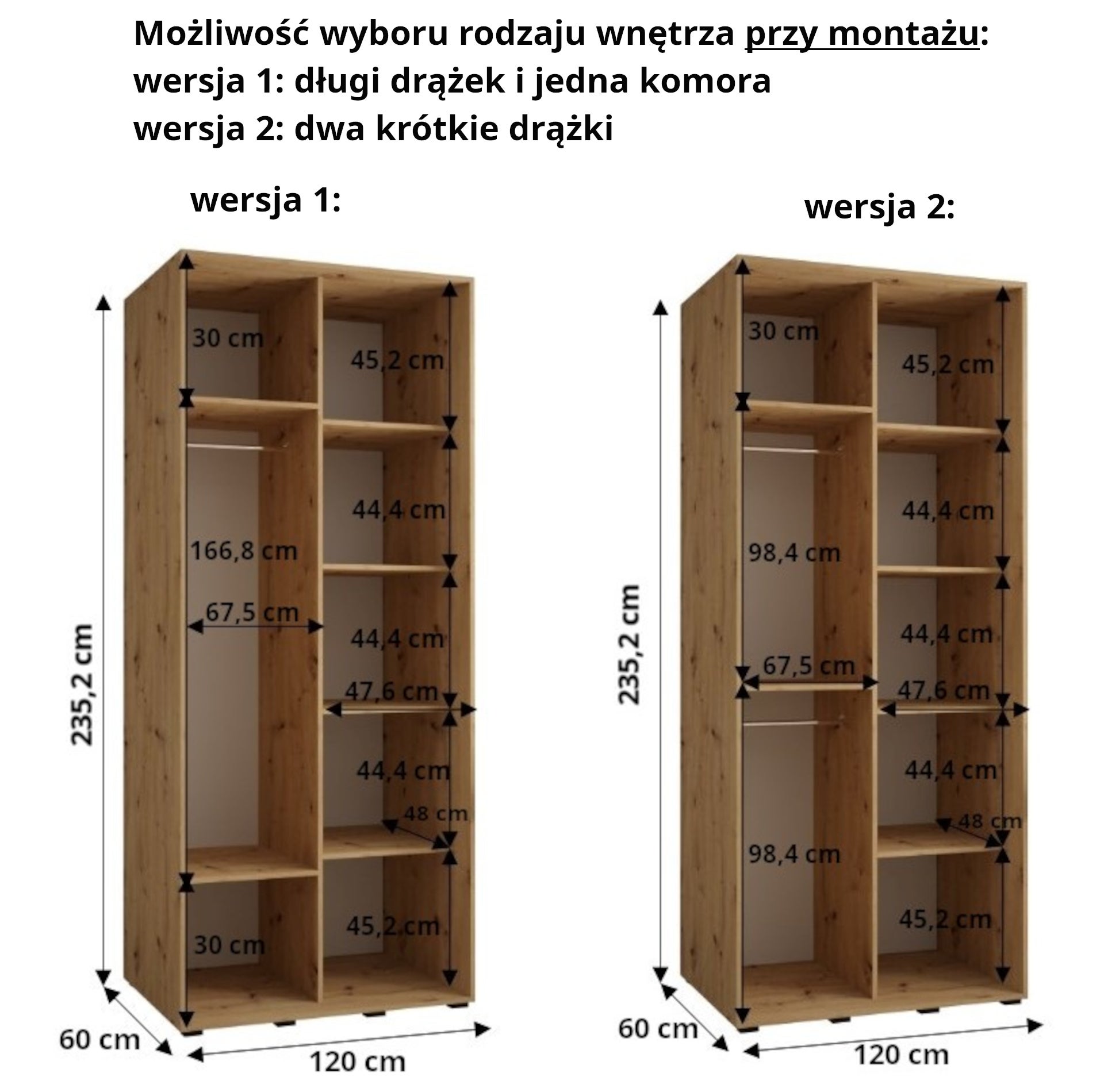 Szafa przesuwna wysoka Davos 8 120 x 60 x 235,2 cm biały + czarny + u. czarny - Abiks Meble - 5