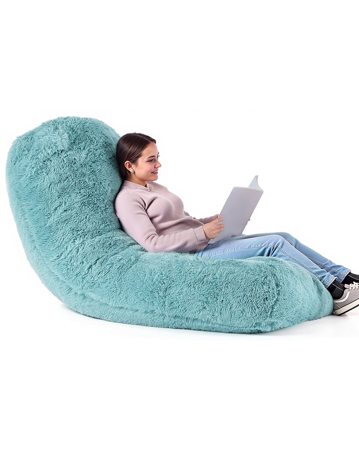 Vevor pouf gigante funda removible, silla pereza peluche con relleno espuma alta densidad y cremallera, para dormitorio, sala de juegos, salón, azul