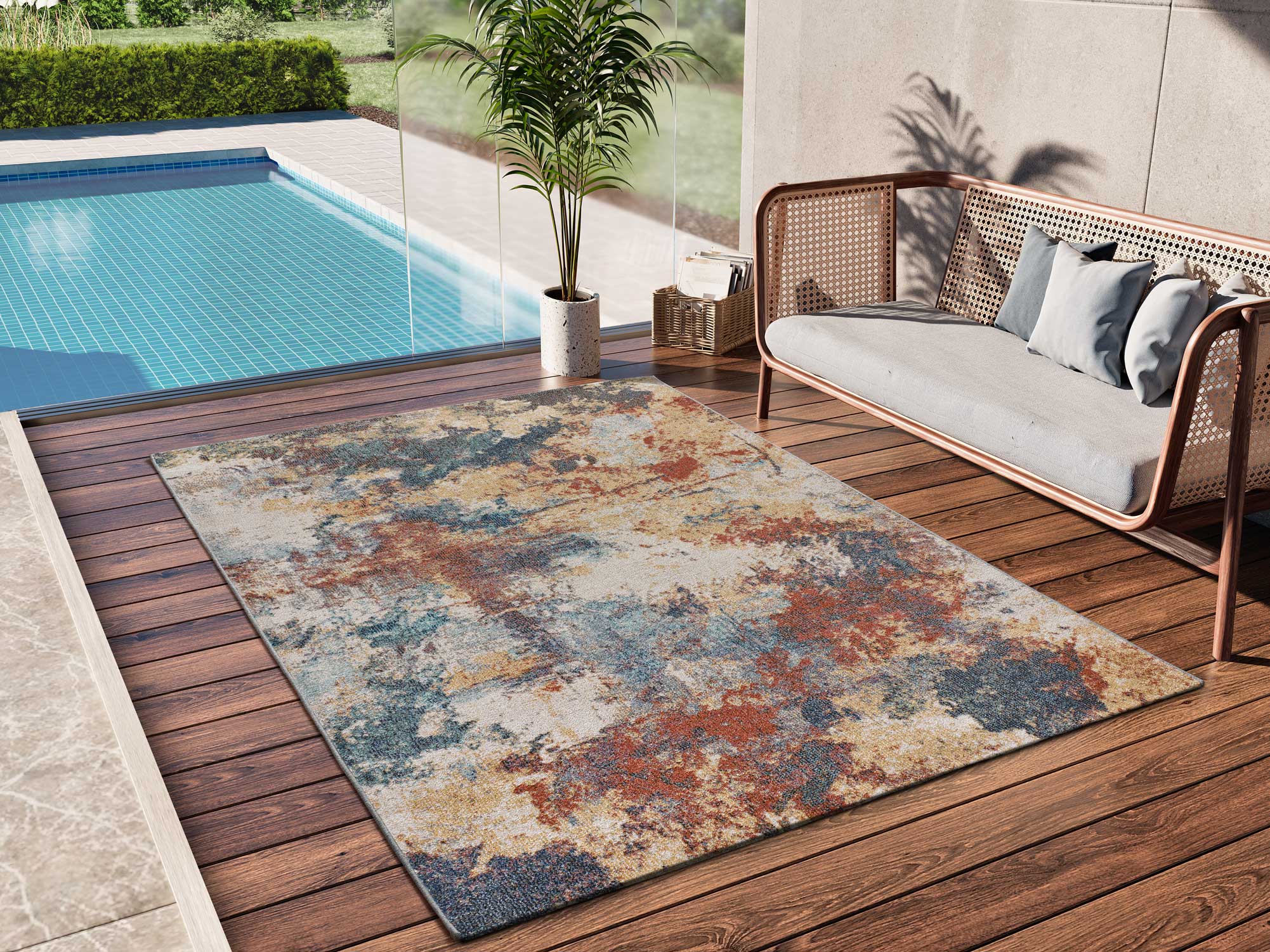 Tapis extérieur multicolore rectangulaire l.120 x L.170 cm LUNA vintage - ATTICGO - 2