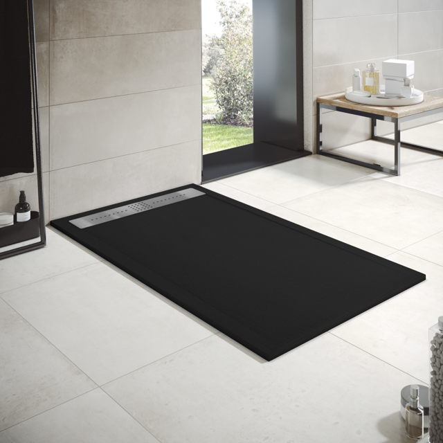 Receveur de douche en résine modèle Opale Largeur 80 Noir Ral 9005 mesure 80x190 cm Leroy Merlin