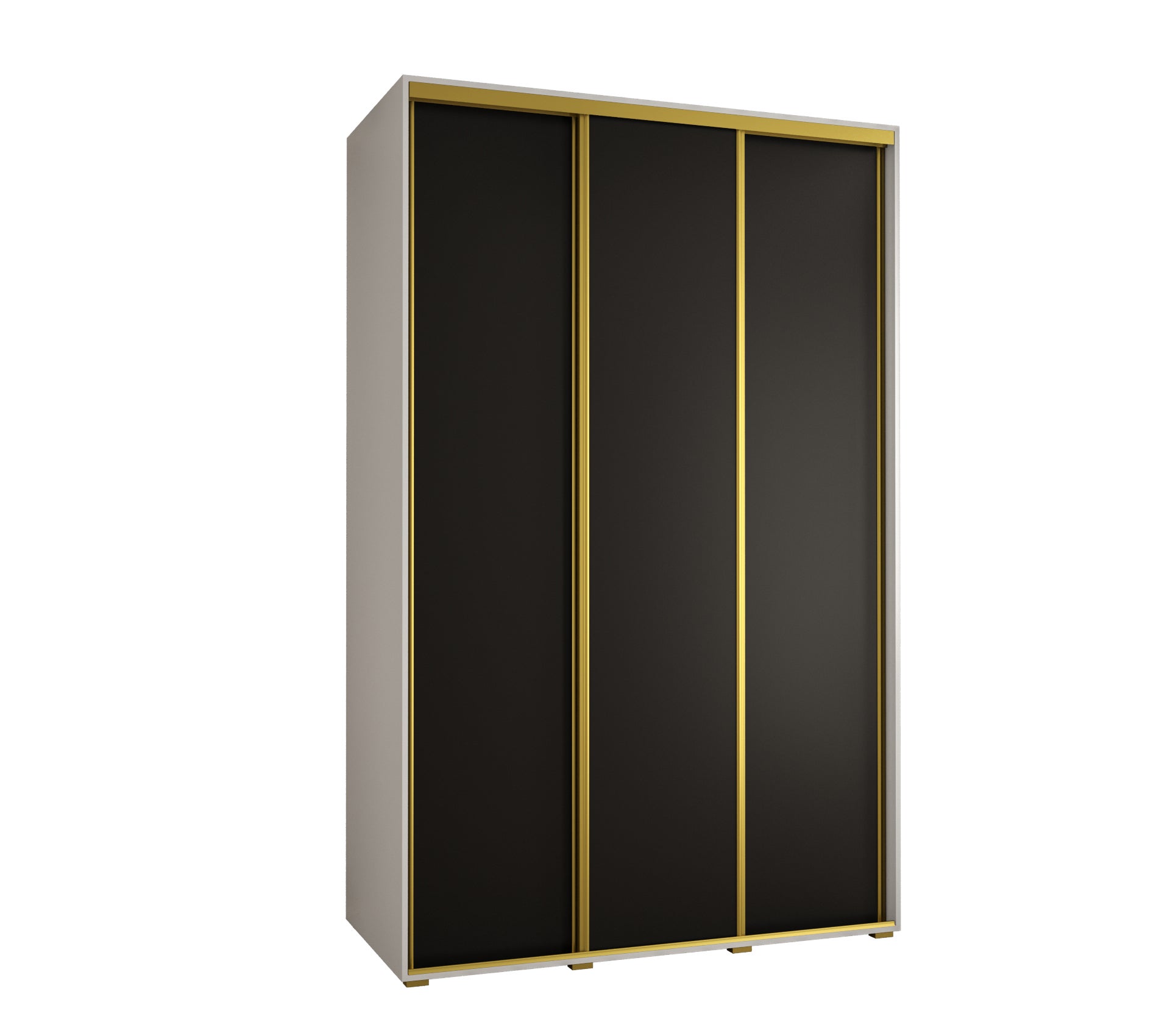 Szafa przesuwna wysoka Davos 1 160 x 45 x 235,2 cm biały + czarny + u. złoty - Abiks Meble