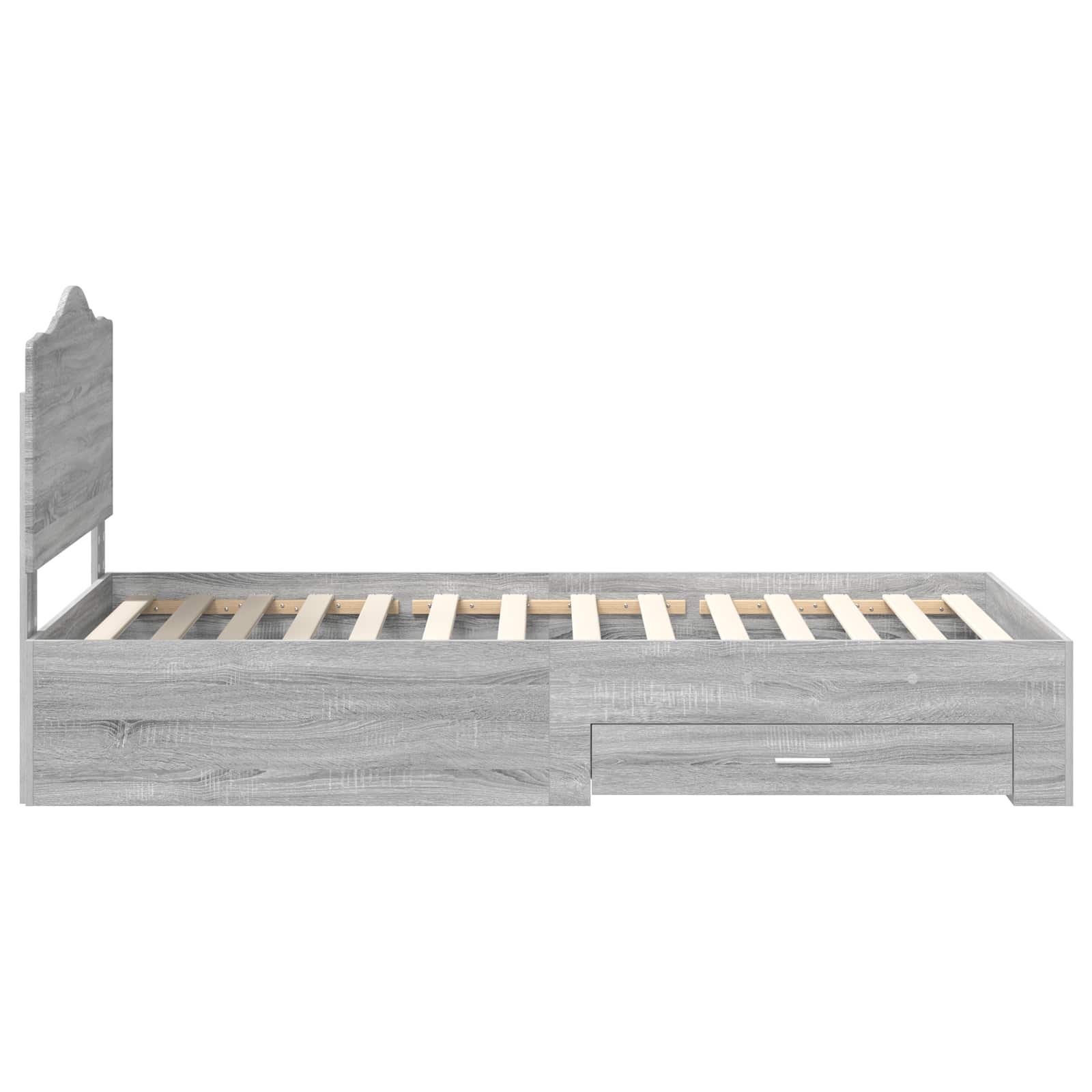 Cadre de lit gris 90 x 190 cm panneau de bois - 8