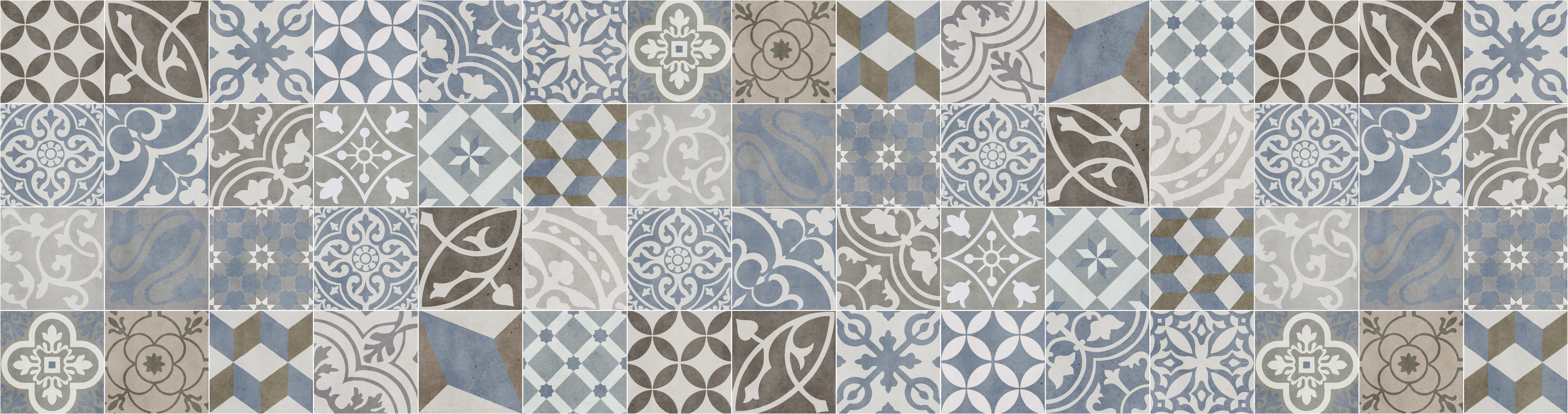 Alfombra de vinilo antique azul 66x250 cm - pvc antideslizante, vinilica para cocina o salón, lavable, estilo hidraúlico