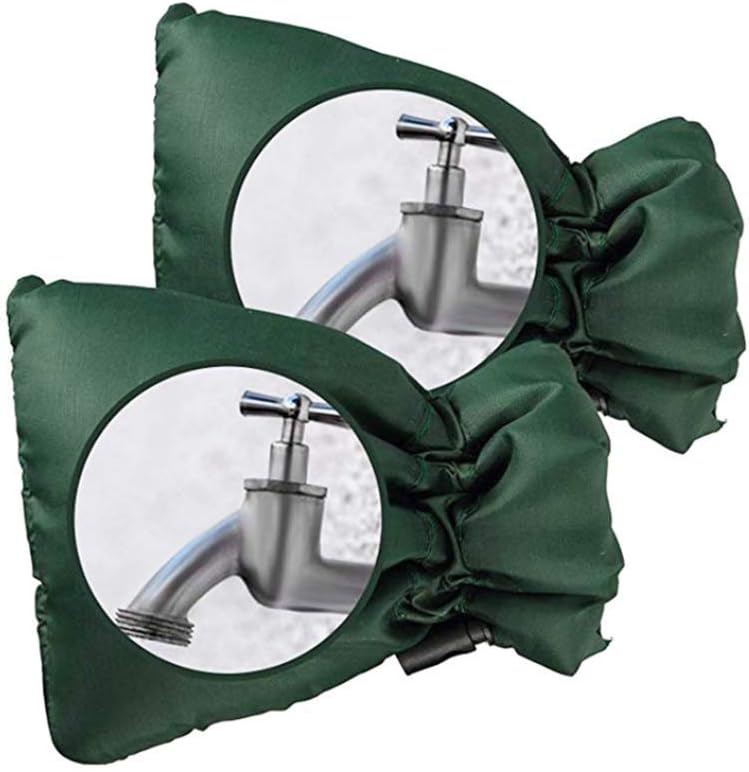 Zestaw 2 osłon ochronnych do kranów zewnętrznych - Gruba ochrona przed mrozem - Wodoodporna - Zielona