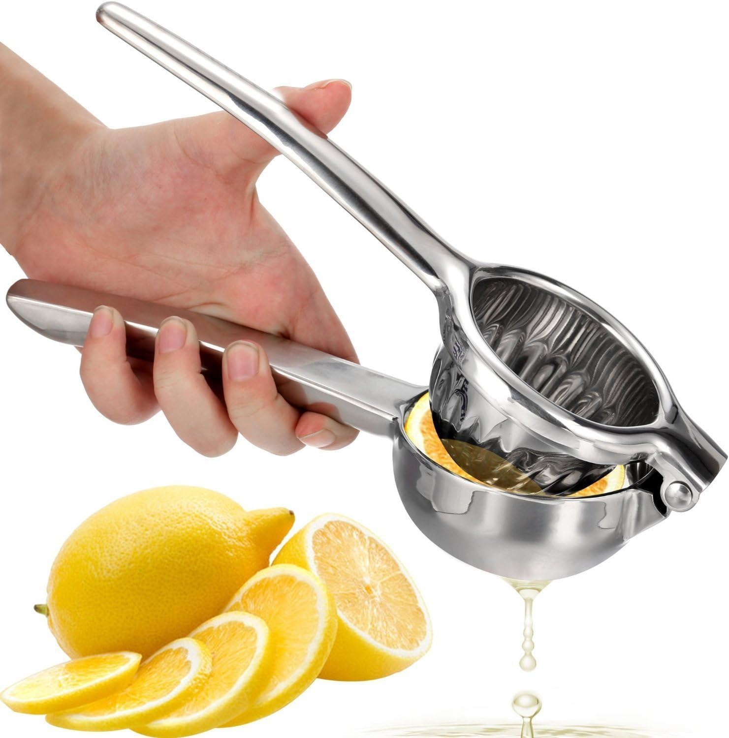 Presse-citron manuel Mainstays en aluminium moulé sous pression robuste avec poignées ergonomiques de 8.5, jaune