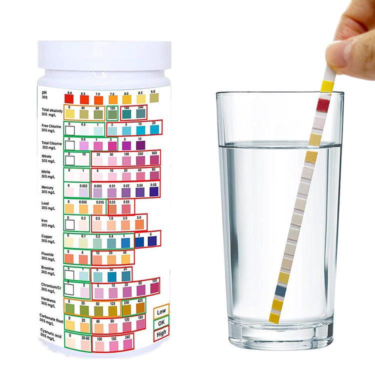 Kit de Test de Qualité de l'Eau Domestique - 100 Bandelettes pour Dureté, pH, Fluor, Plomb, Nitrates et plus - 3