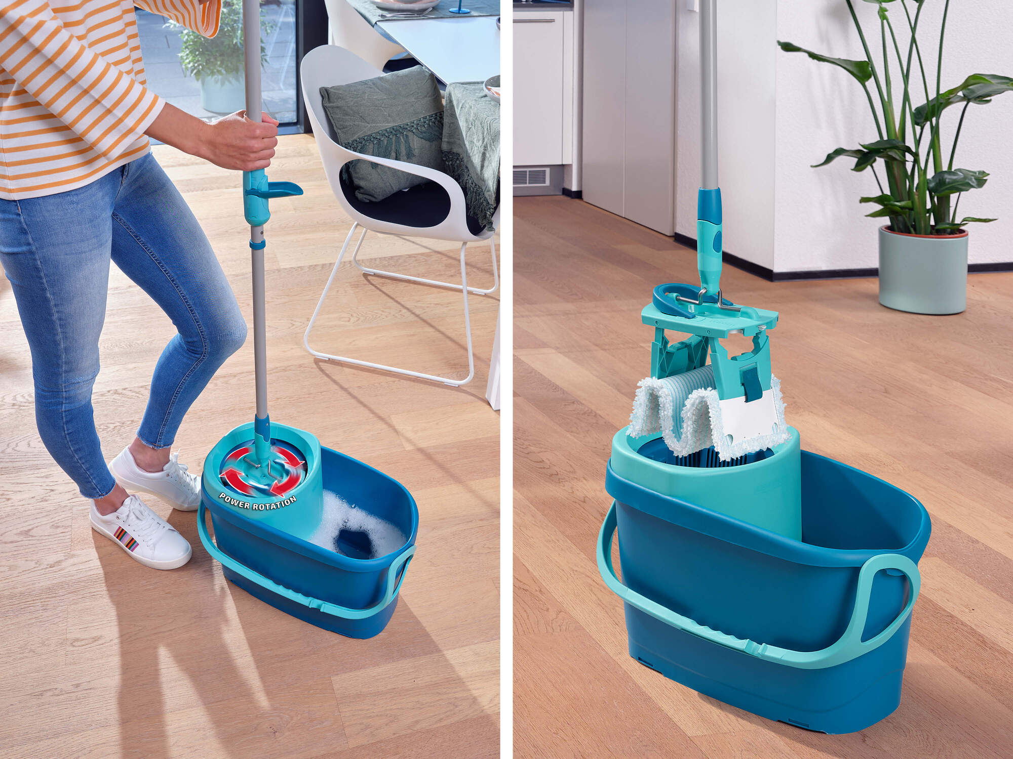 Leifheit set lave sol Clean Twist M Ergo 55391, balai serpillère avec seau essoreur, housse micro duo et supderduster - 4