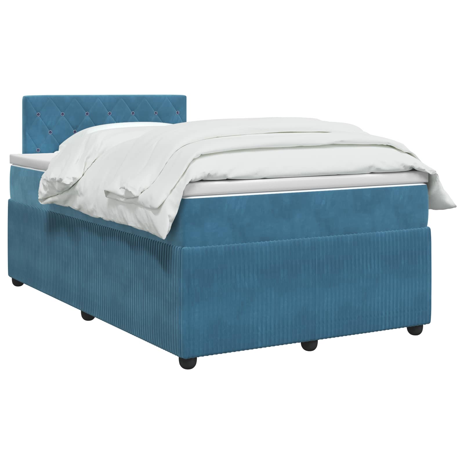 Cama box spring con colchón Azul 120 x 200 cm Terciopelo | Leroy Merlin