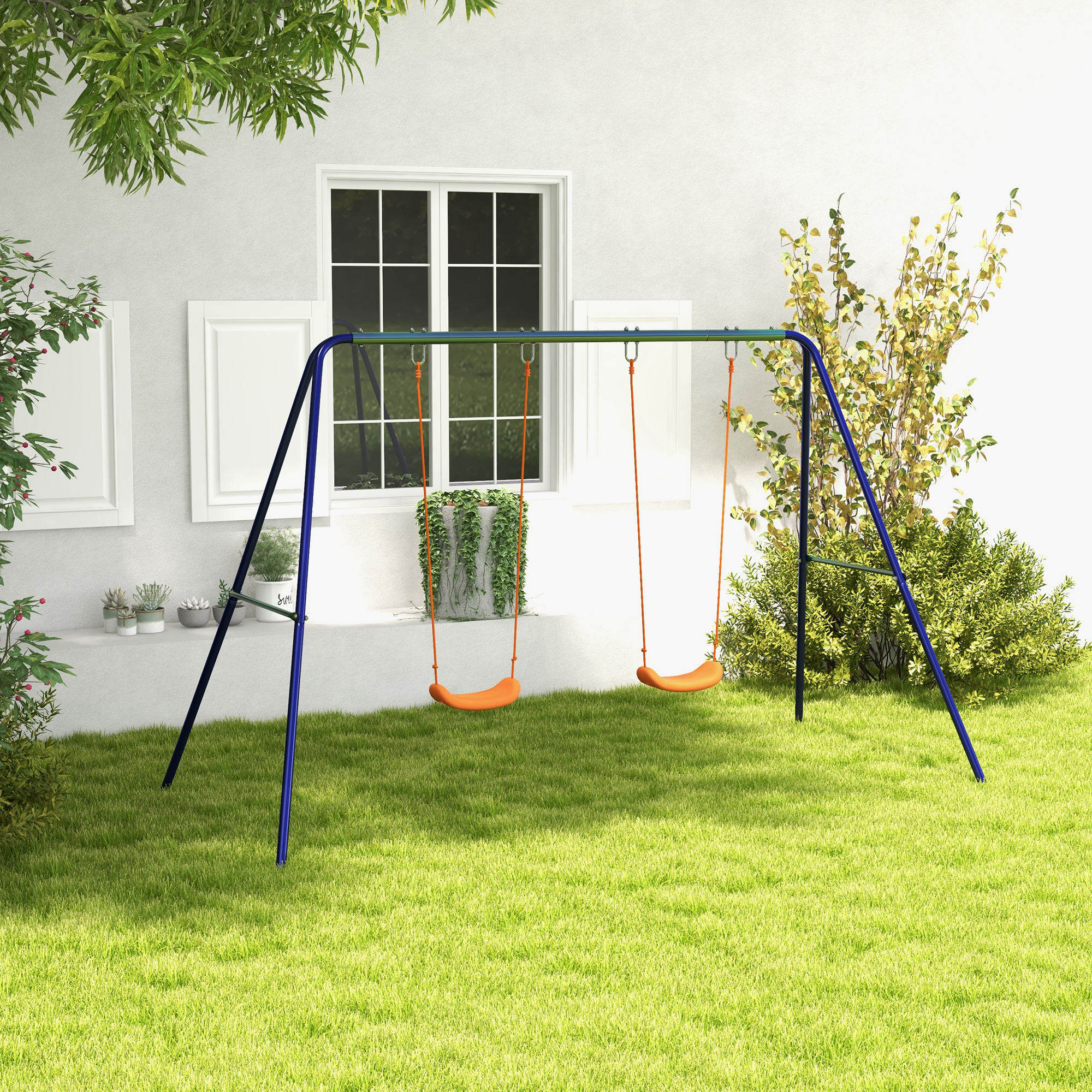 Conjunto Baloiços Outsunny Aço e polipropileno Multicor 269x160x180 cm - 2