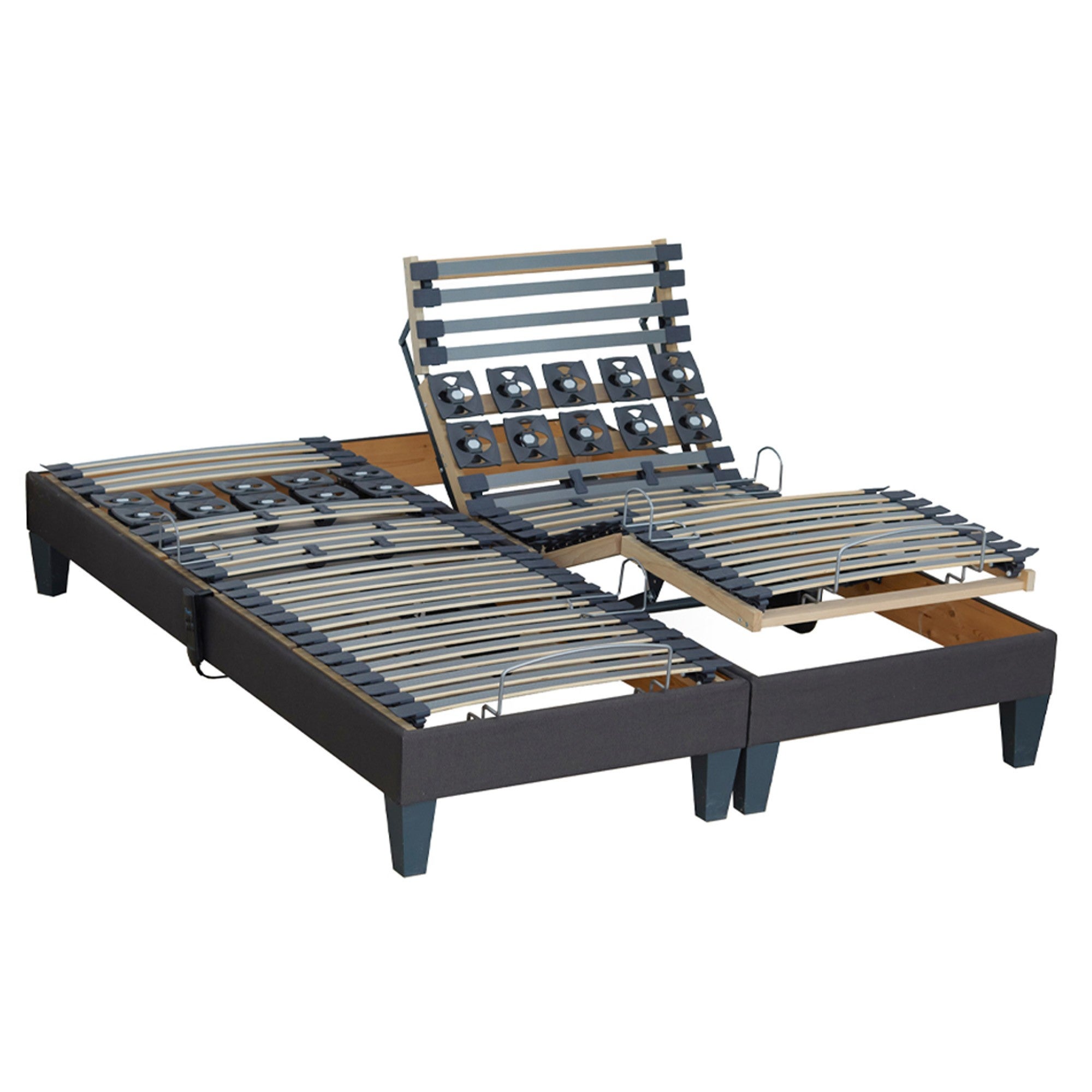 Lit matelas mémoire de forme + sommier avec réglage fermeté au niveau lombaire+Epaule 2x80 x 200 - 3