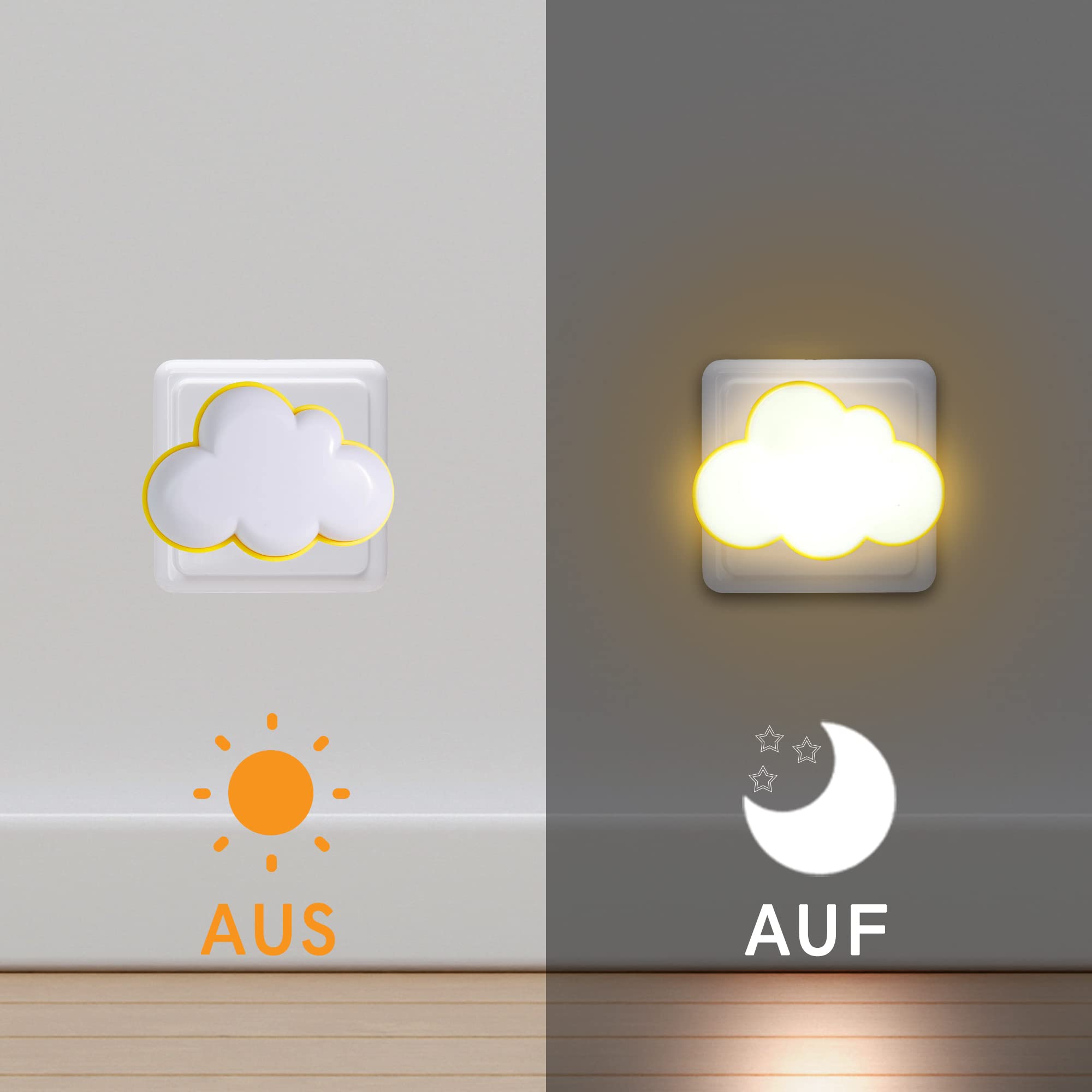 Pipihome 4 Pezzi Luce Notturna per Bambini con Sensore Crepuscolare, Stella/ Farfalla EU Plug Lampada Notturna LED Camera da Letto, Bagno, Corridoio, Scale o Camera (Farfalla