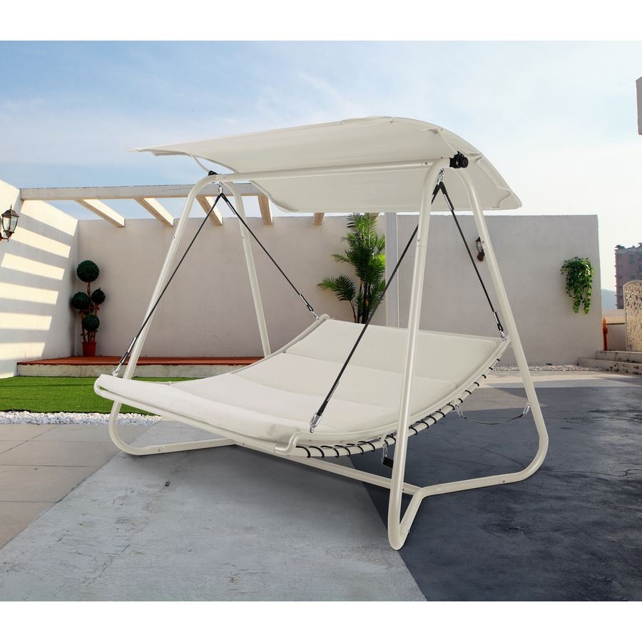 Columpio de jardin con cama tapizada Regan taupe Leroy Merlin