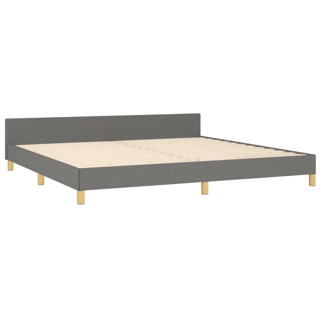 Cadre de lit sans matelas gris foncé 200 x 200 cm tissu - 5