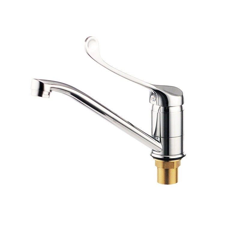 Jednouchwytowy kran gerontologiczny z długą, kątową dźwignią. Do użytku medycznego i opieki zdrowotnej w szpitalach, laboratoriach i hotelach.