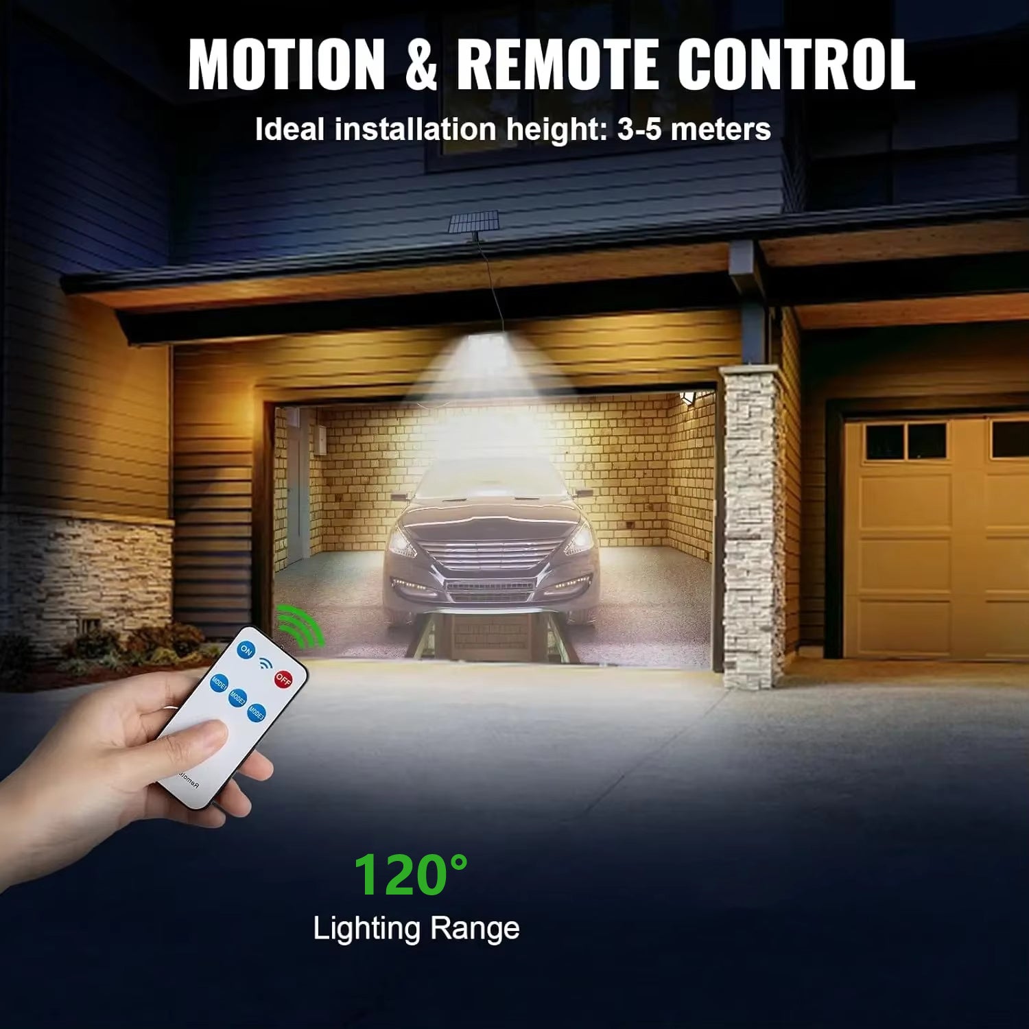 2 pezzi 3 modalità di luce solare con sensore di movimento, luce splitter, sensore di movimento, 63 luci da parete COB per cortile, patio, garage - 3