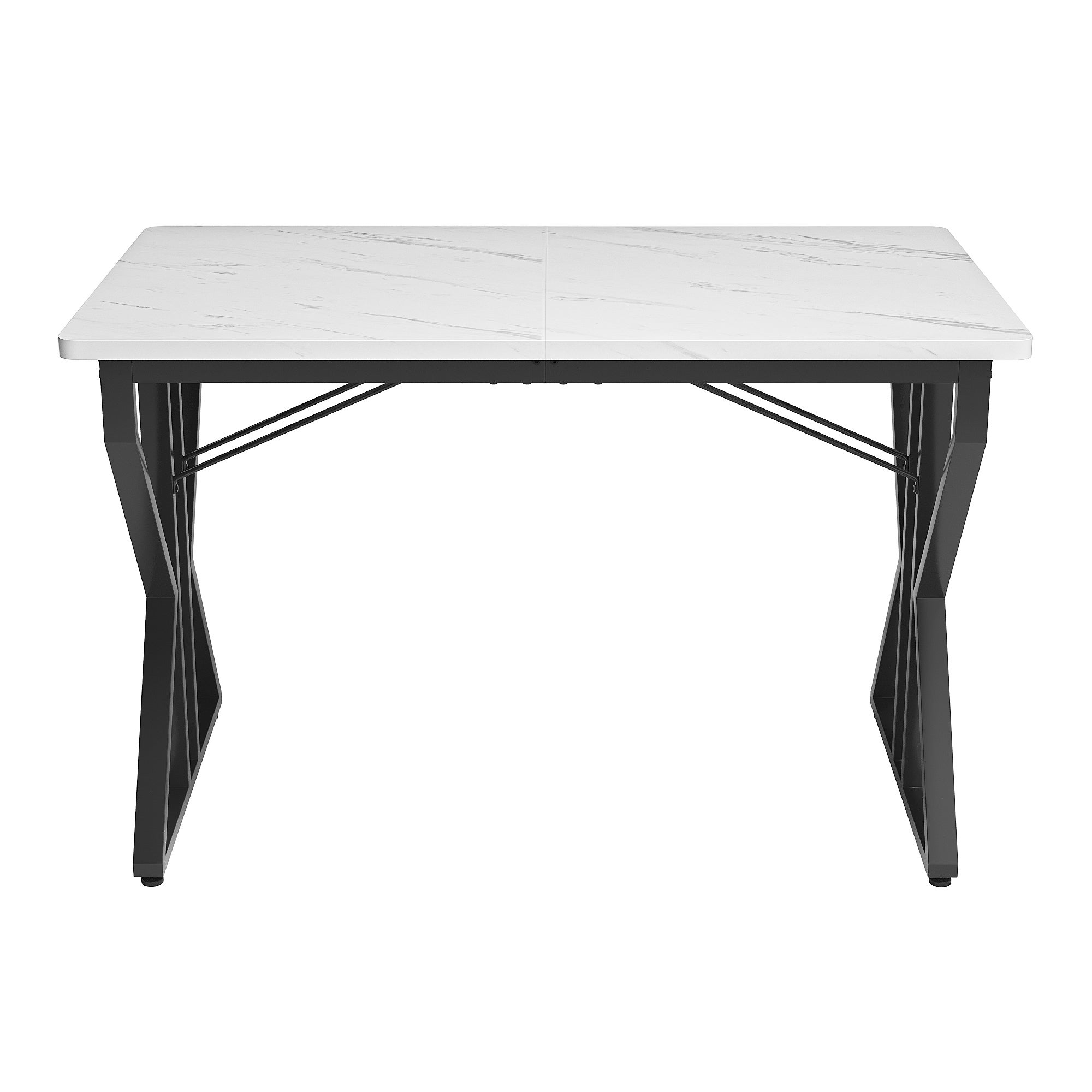 Table à Manger Rectangulaire JZGORC 110x70x75cm - Blanc Et Hêtre - Pour 4-6 Personnes
