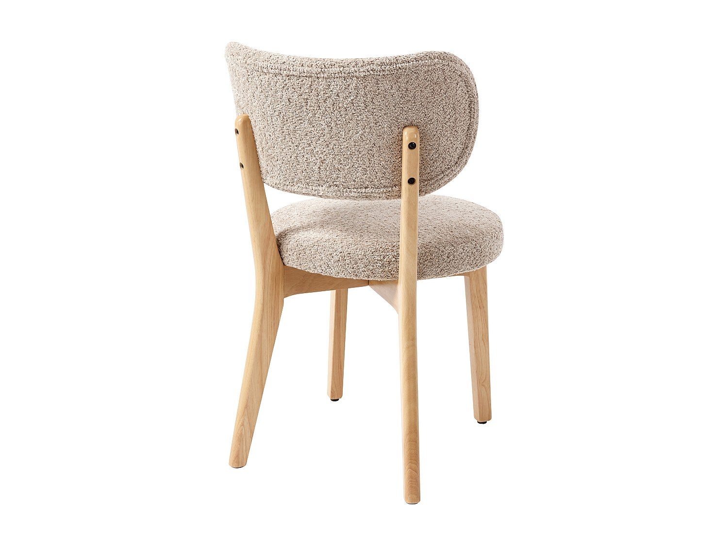 Lot de 2 chaises en tissu bouclette et bois d'hévéa - Taupe - TORIEL - 7