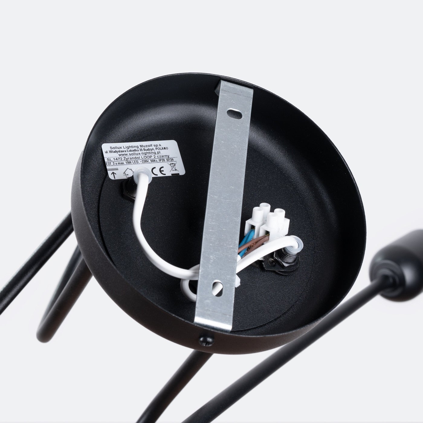Lampa sufitowa wisząca Loop czarna 2xE27x15W wym: 25,5 x 57 x 18 cm metal Sollux Lighting - 4