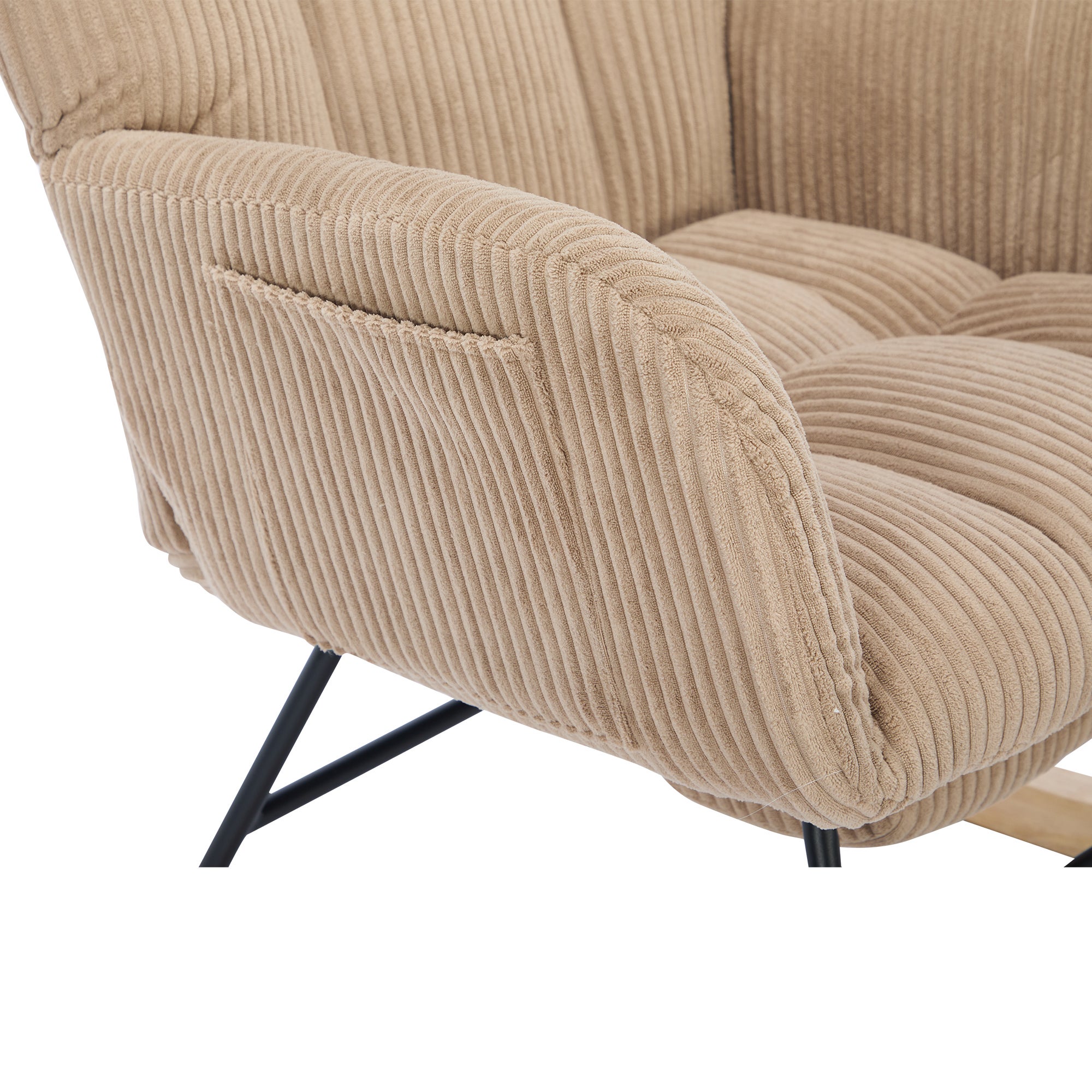 Fotel bujany 102 x 65 x 92 cm - siedzisko wyściełane - oparcie wysokie - z poduszką pod szyję - brązowy - 8