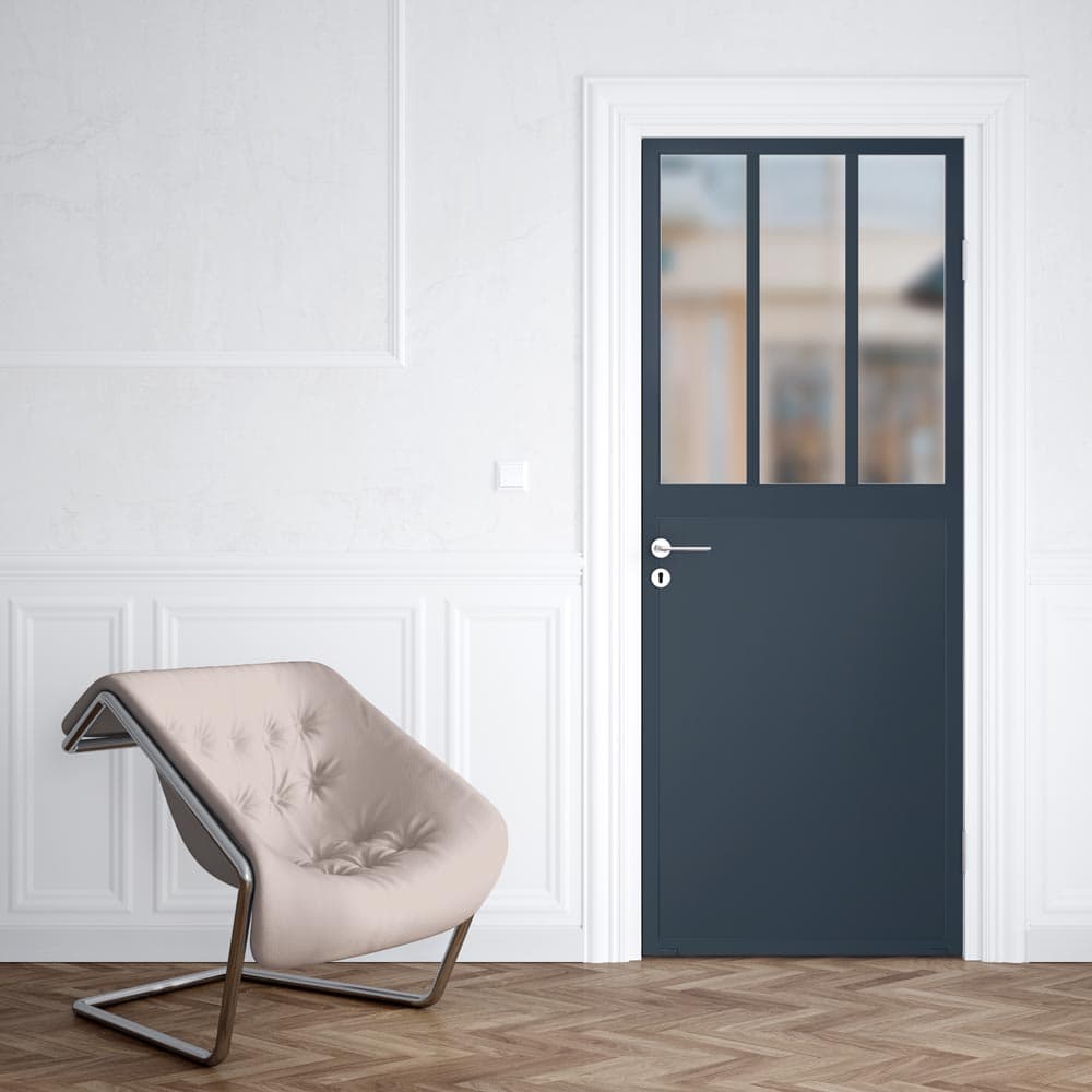 Sticker Porte Fausse Verrière 3 Vitres - 204x73 Cm, Adhésif Imperméable, Pose Facile - Décoration Murale Moderne