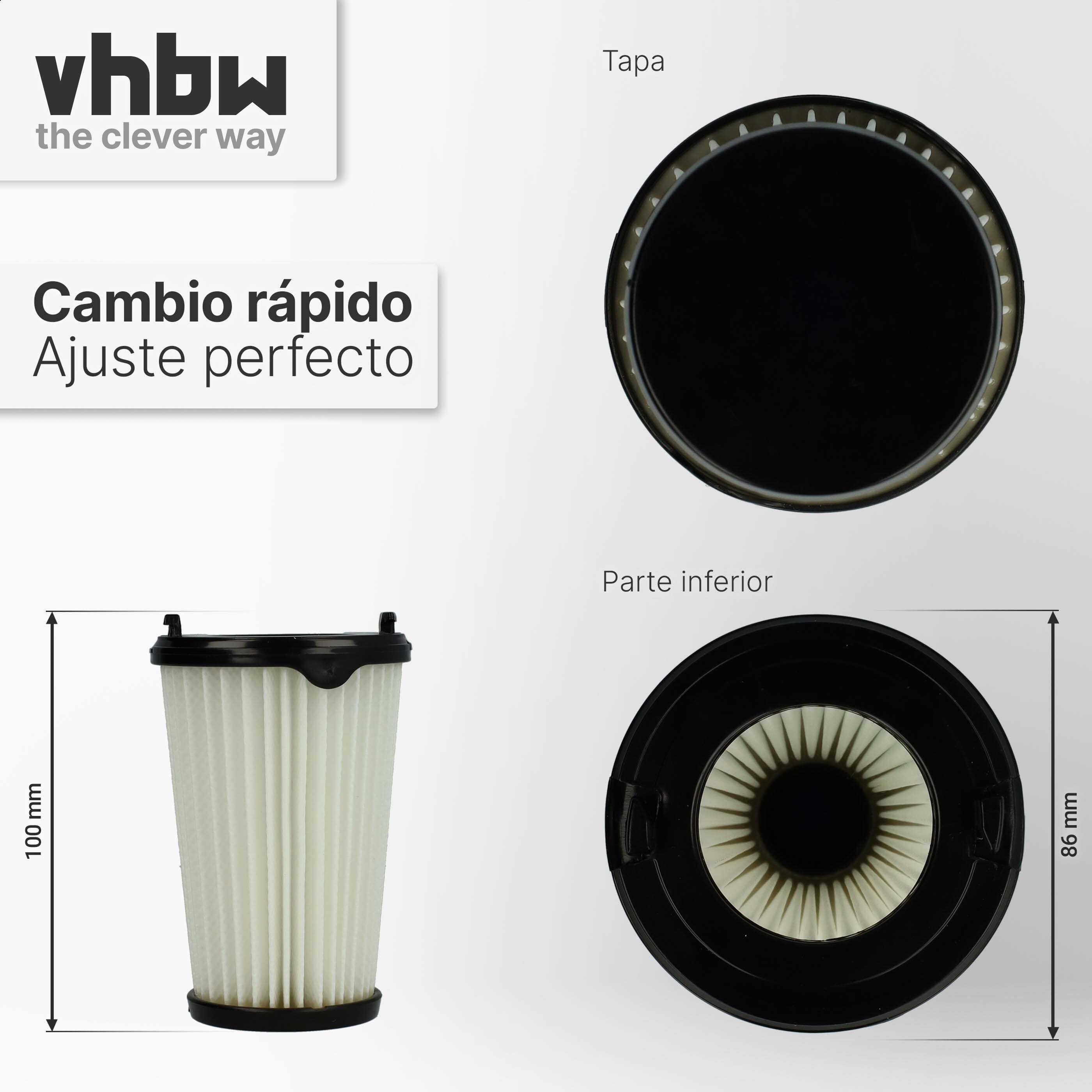 vhbw Lot de 2x filtres à cartouche compatible avec AEG CX7-2-45S360, CX7-2-45WM - Filtre plissé - 6