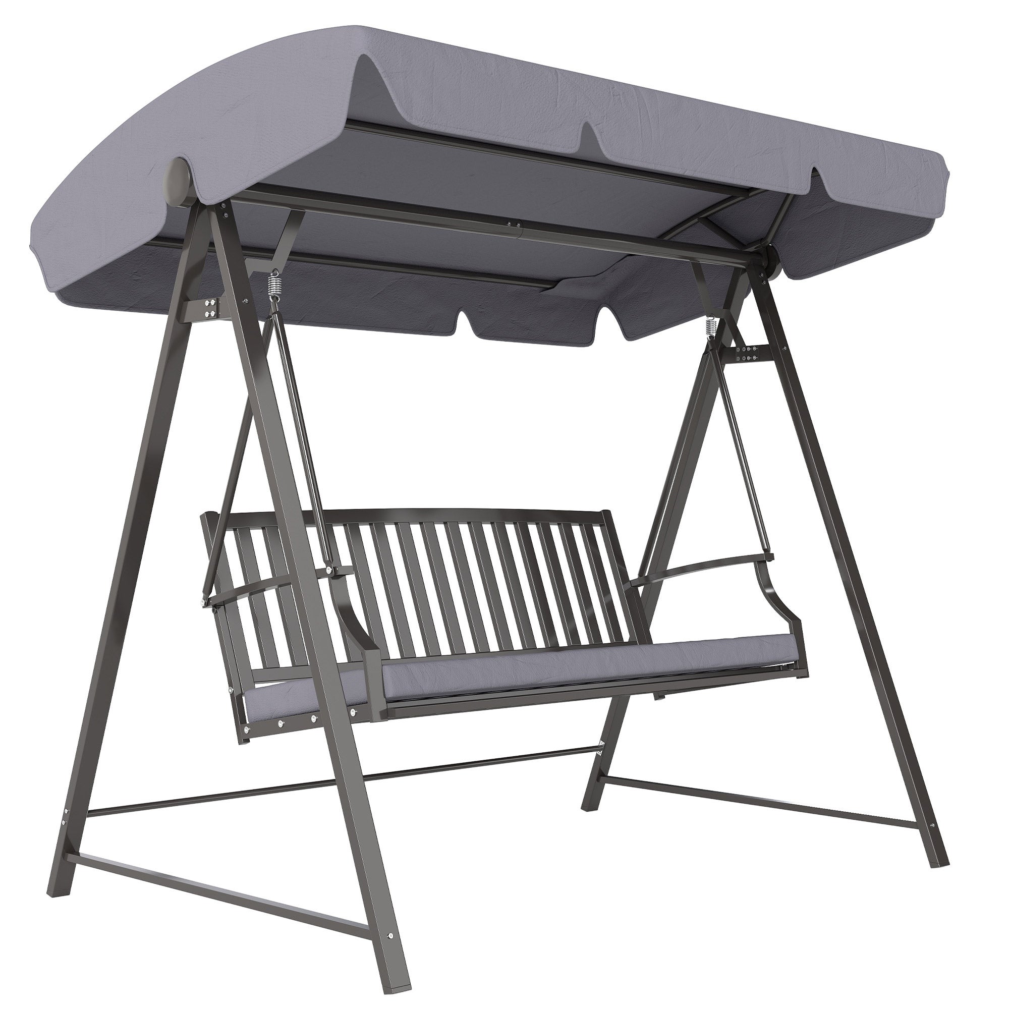 Balancín Jardín Exterior Outsunny Acero, Poliéster Gris