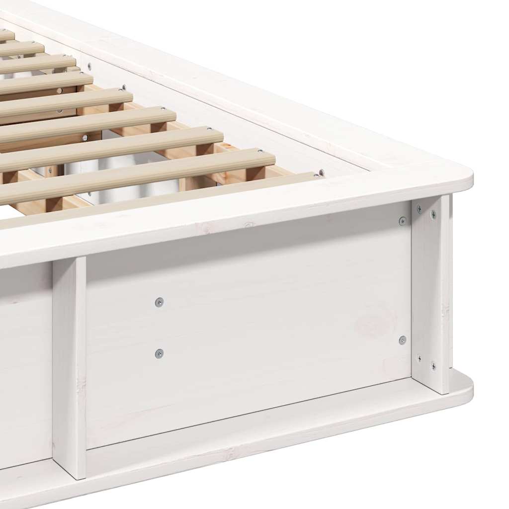 Cadre de lit blanc en bois de pin massif pour la chambre, 180 × 200 cm - 9