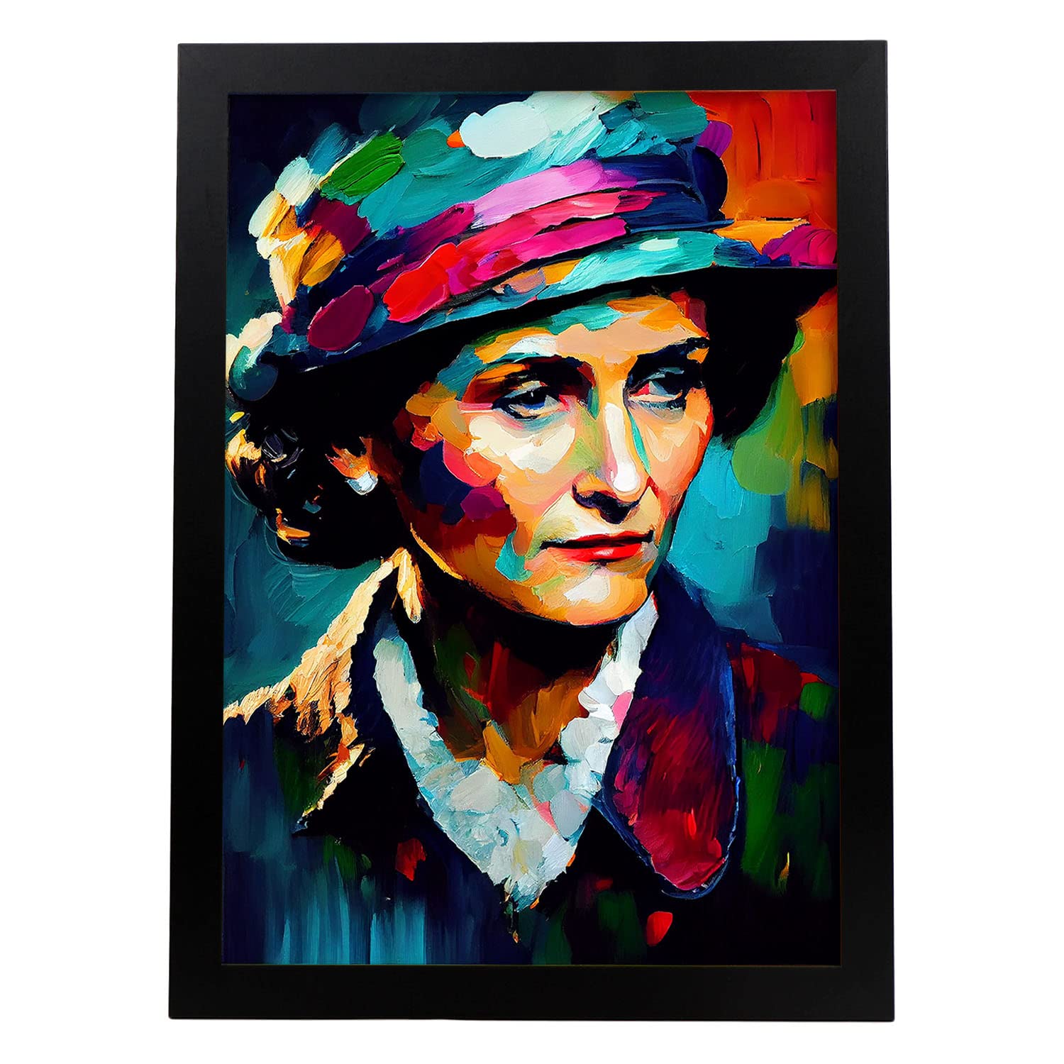 Nacnic poster de coco chanel en estilo retrato a todo color ilustraciones y caricaturas de personajes históricos famosos diseño y a3 marco negro