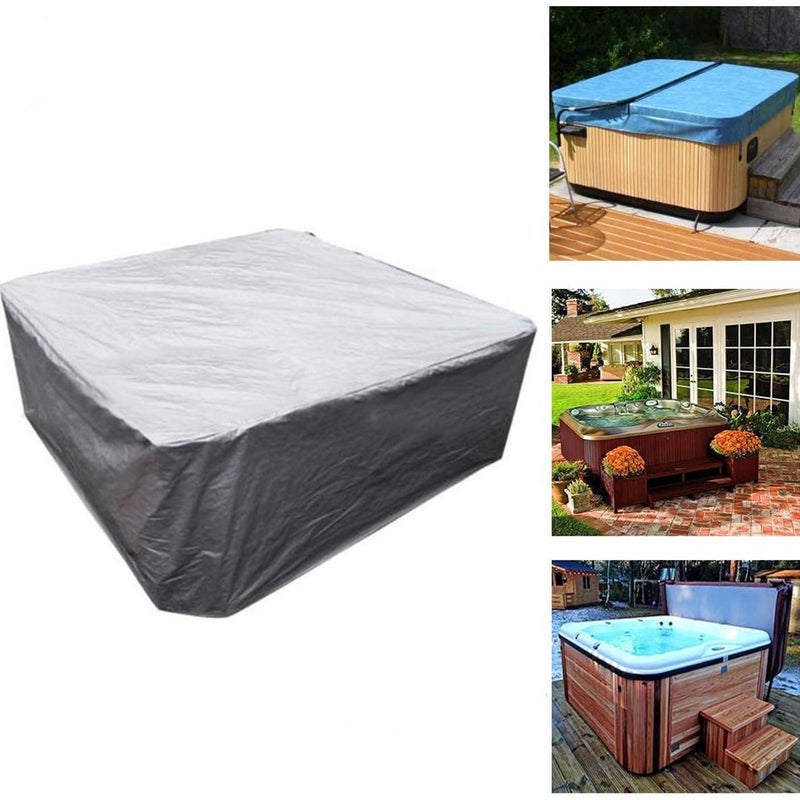 Pokrywa na basen ogrodowy - 200 x 200 x 85 cm - Pyłoszczelna ochrona - Wodoodporna pokrywa - Pokrywa na basen - Srebrna - Oxford