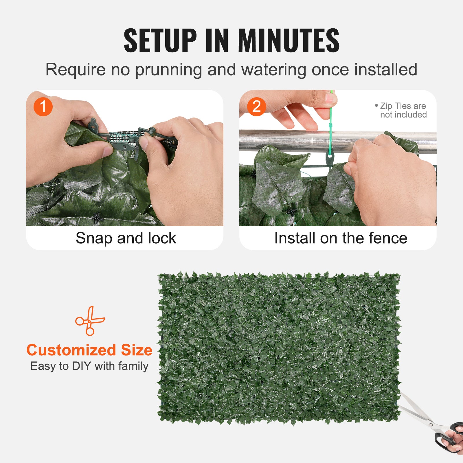 Recinzione per privacy siepe da giardino 1500 x 2490 mm,VEVOR Recinzione per privacy delledera con supporto in rete,Siepe artificiale con foglie dec - 5
