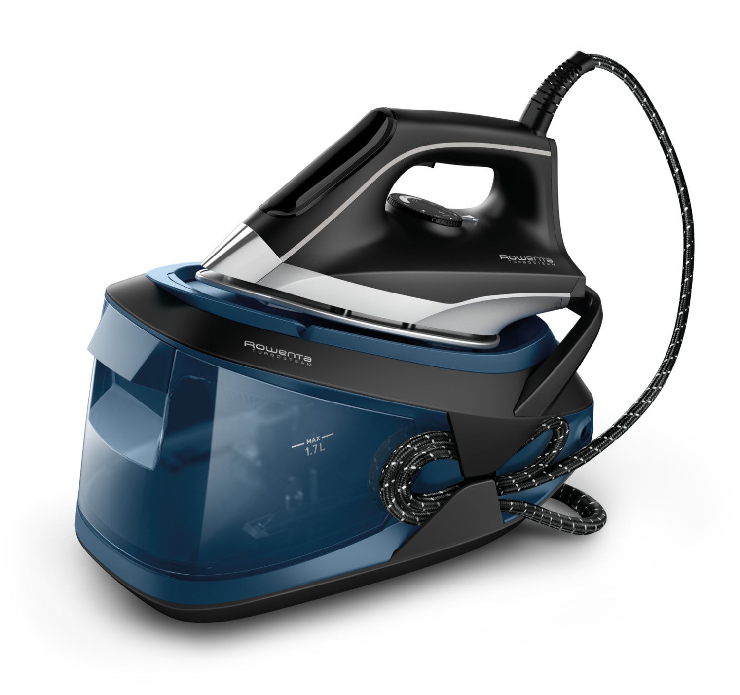Centro de planchado 2600W 6,5W ROWENTA VR8322F0 | Vapor Continuo 120 g/min, Suela Microsteam 400 Láser, Negro, Azul