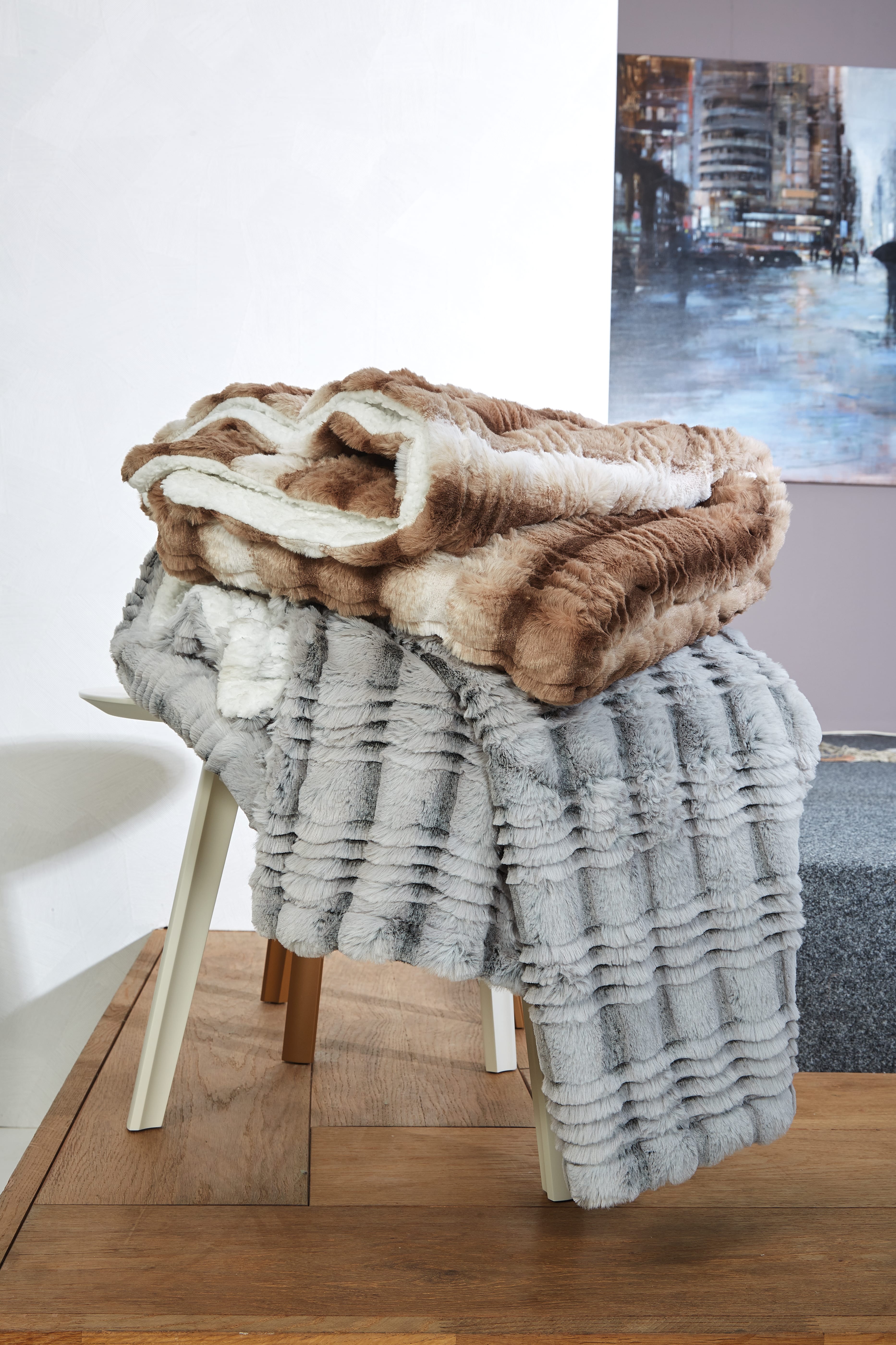 Manta De Peluche Grande De Doble Cara 180x200 Cm | Suave Y Cálida Con Patrón De Rayas Y Cuadros, Lavable A Máquina, Ideal Para Sofá, Cama, Camping Y Viajes