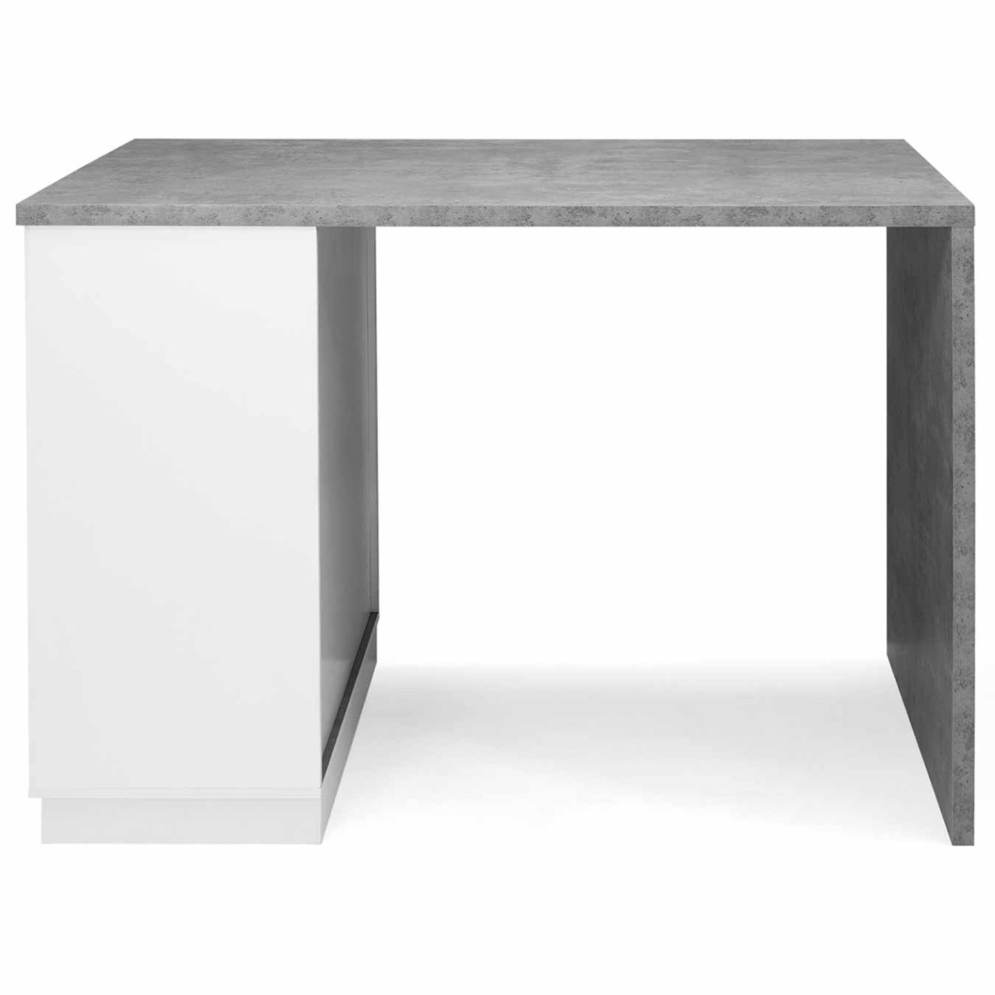 Ilot central mange debout 4 personnes VITO 130 cm blanc et plateau effet béton - 3