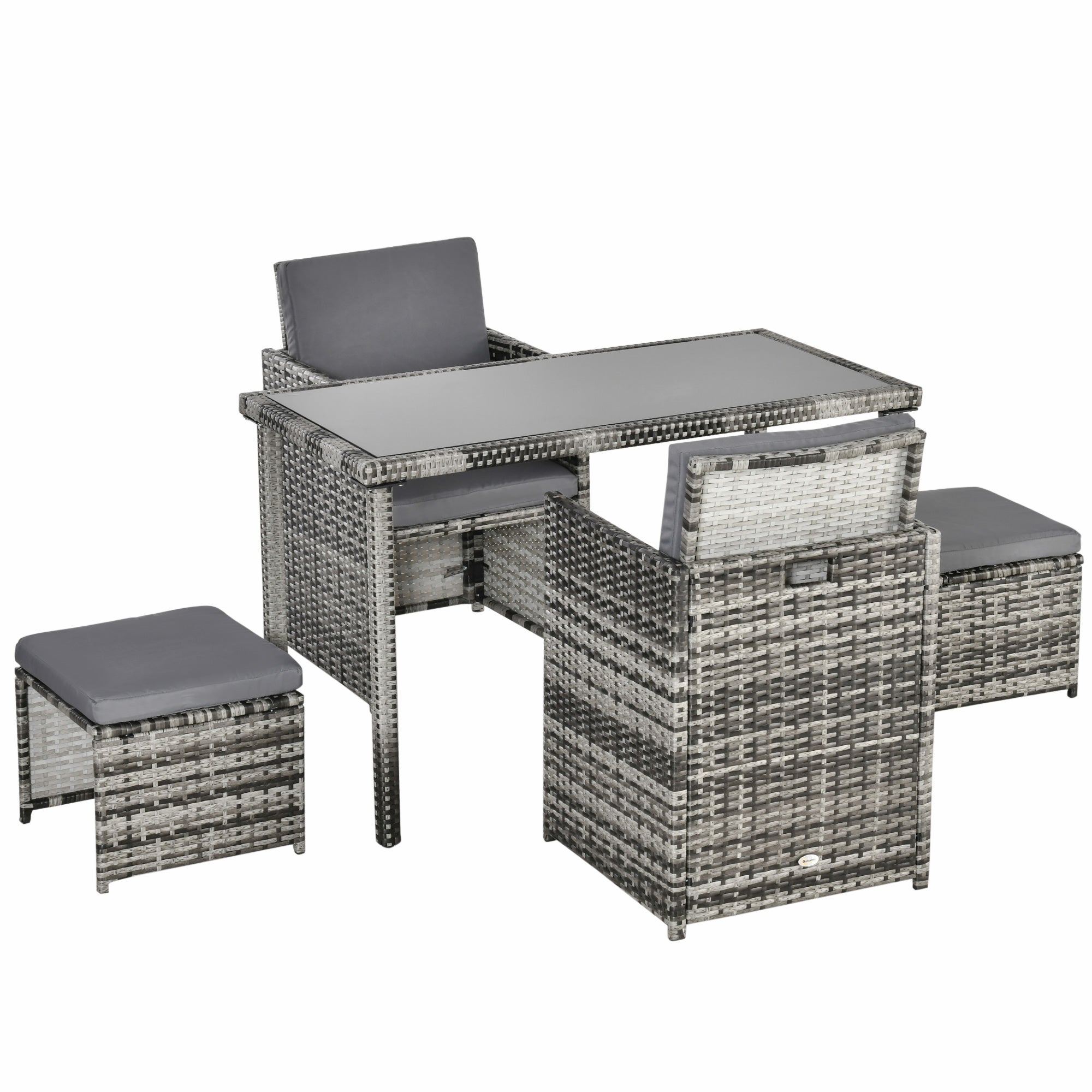 Mobilier de grădină set in polirattan pentru 4 persoane cu masă, 2 scaune, pentru zona de luat masă în aer liber