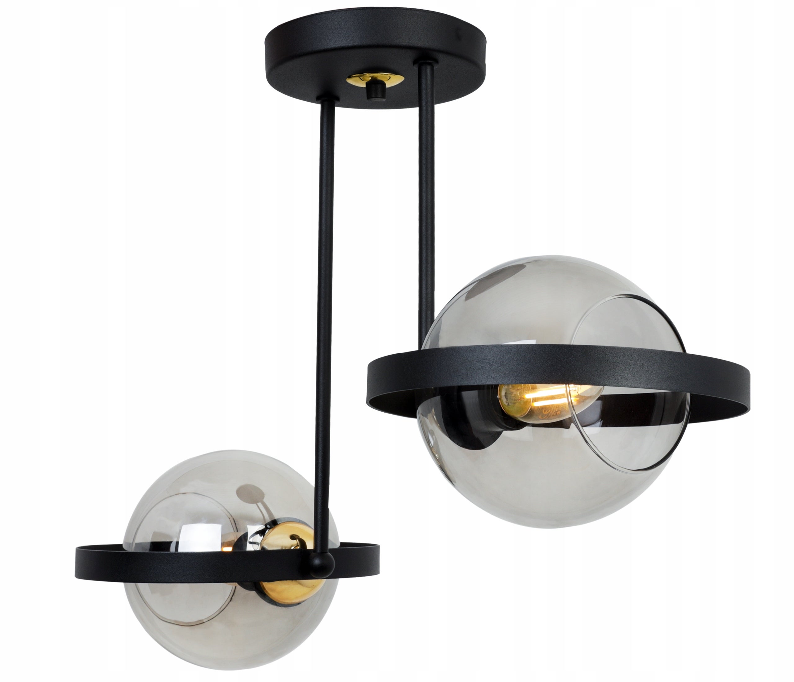 Lampa suspendată modernă, abajur rotund 2xE27 negru/grafit, Light Home LH