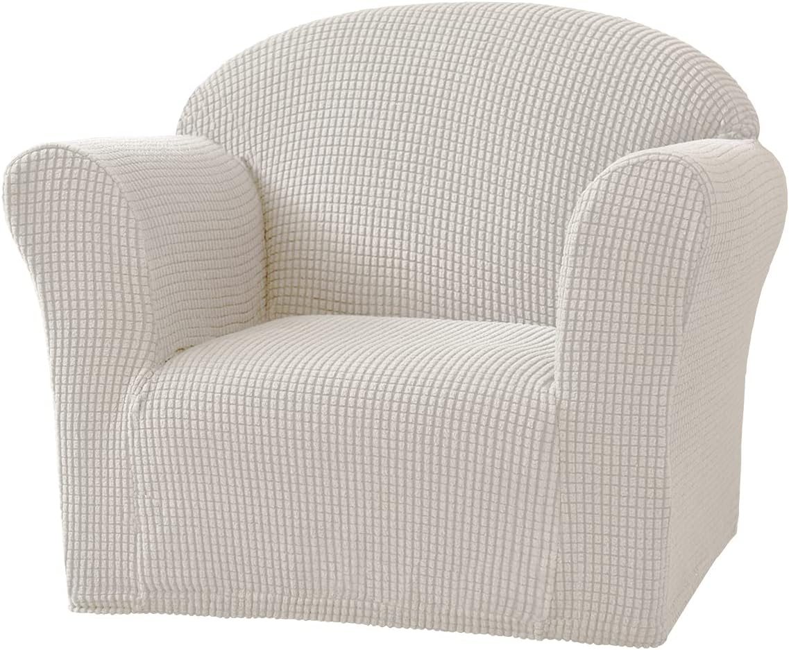 Copribraccioli Elasticizzati In Spandex Per Divani E Poltrone – 2 Pezzi Color Avorio, Antiscivolo E Morbidi