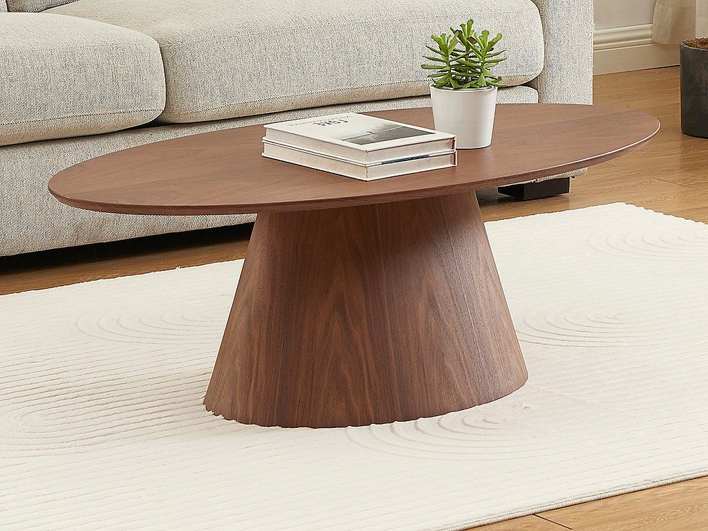 Stolik kawowy z orzechową okleiną - Naturalny ciemny - ANTELADA