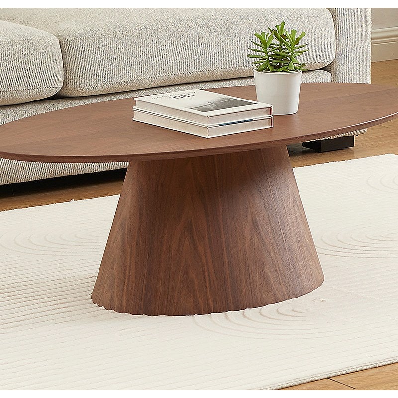 Stolik kawowy z orzechową okleiną - Naturalny ciemny - ANTELADA