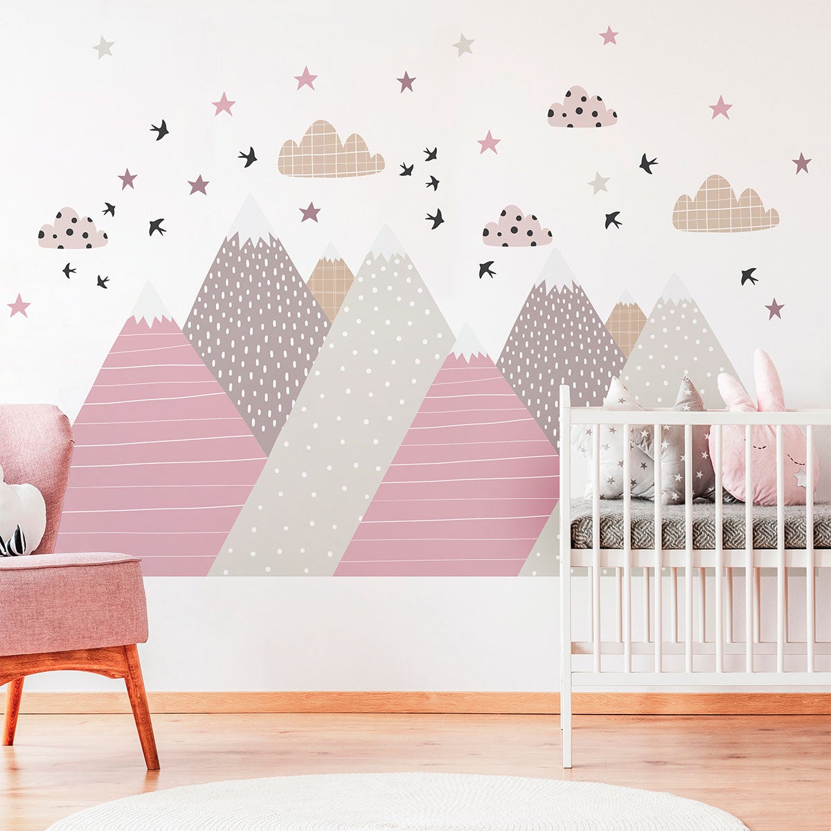 Stickers muraux enfants - Décoration chambre bébé - Autocollant Sticker mural géant enfant montagnes scandinaves JENIKA - 60x90cm - 6