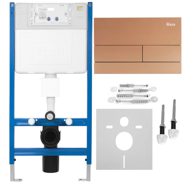 BÂTI SUPPORT REA K011A-Q BRUSH COPPER + PLAQUE DE COMMANDE WC TYPE T 103,5X52,5X103,5CM